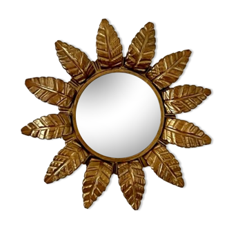 Miroir soleil en bois doré 1960