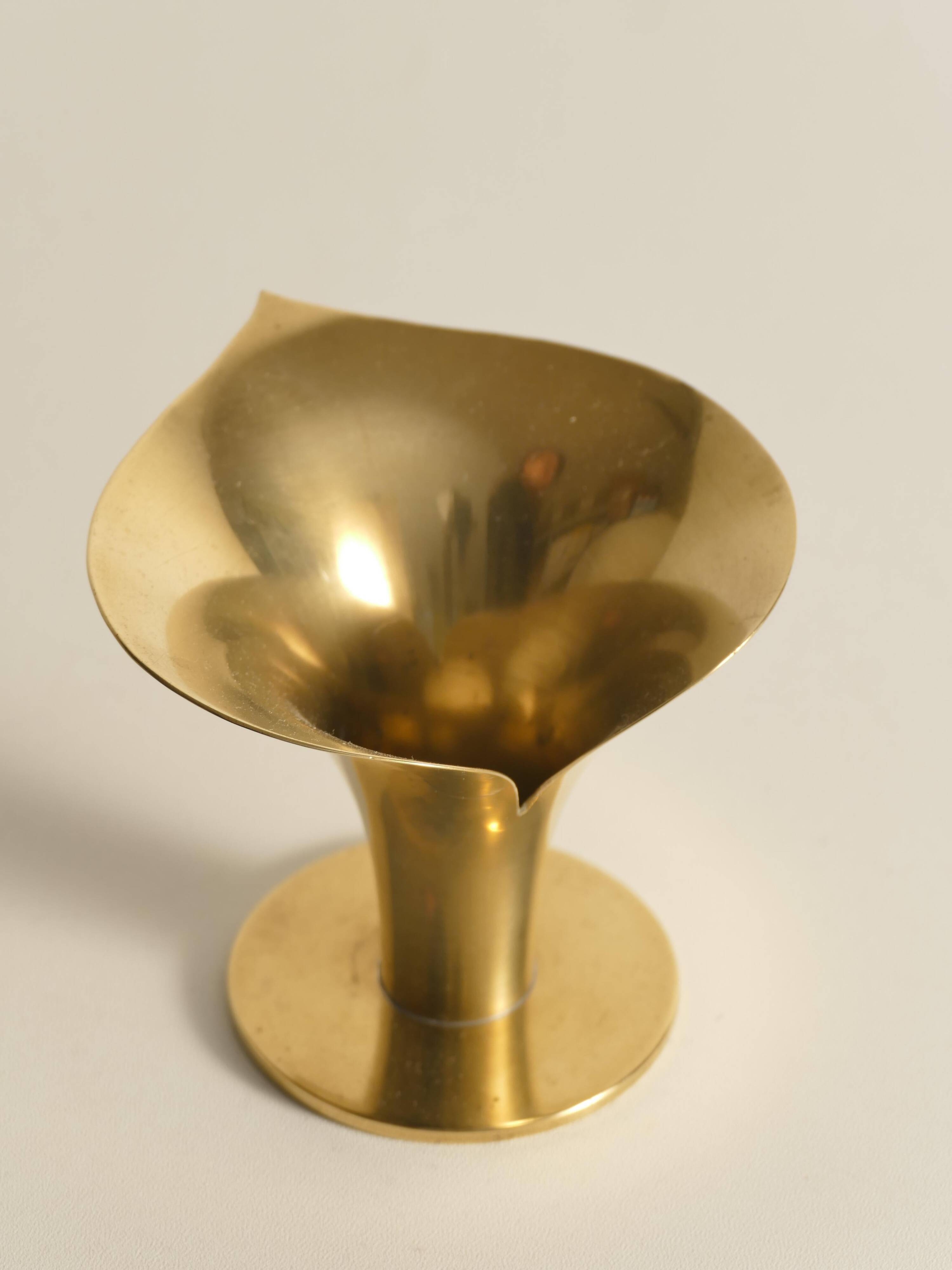 Art Deco Brass Calla Lily Candle Holder by Carl-Einar Borgström for Ystad-Metall
