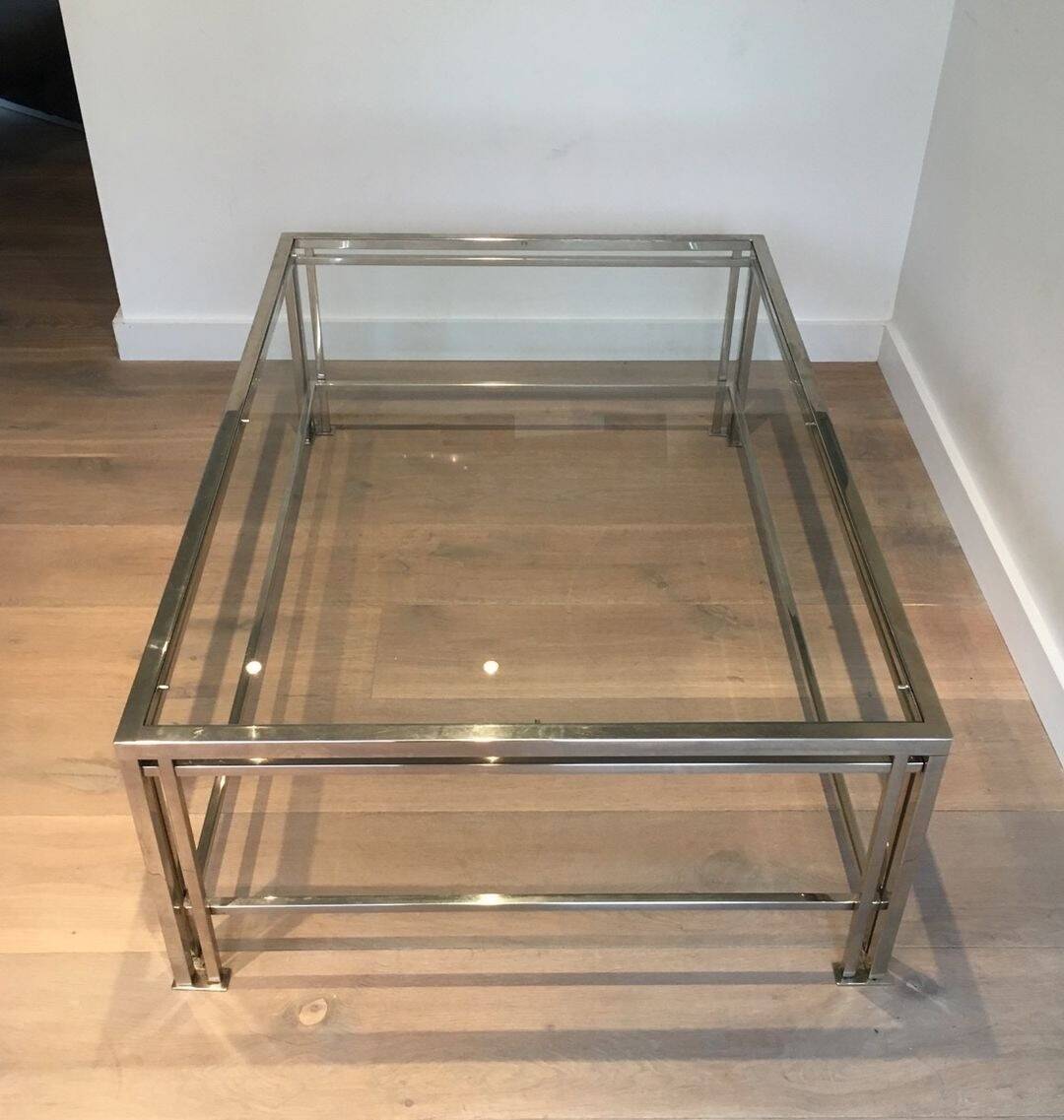 Modernist Chrome Coffee Table with Triple Legs, French Work circa 1970