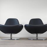 Pair of Tirup Ikea leather armchairs