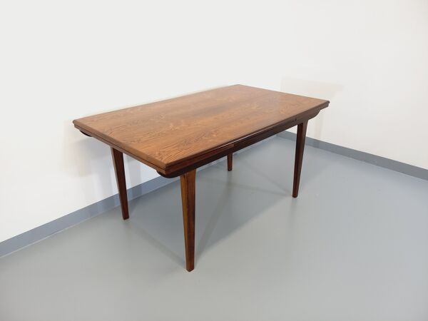Table à manger style scandinave vintage des années 50 60 en palissandre avec rallonges