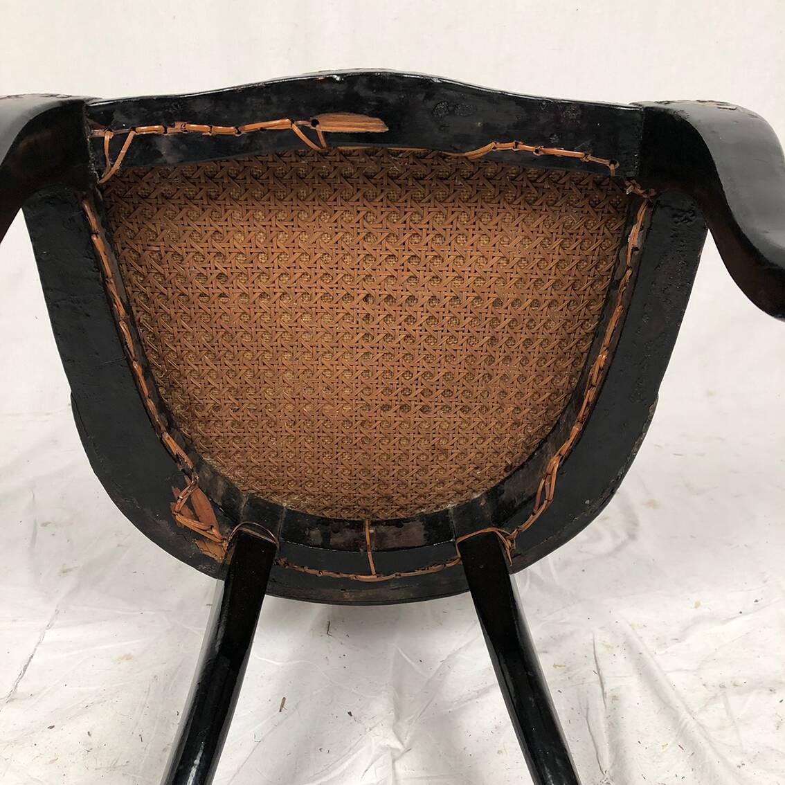 High-backed chair in wood and burgundy boiled cardboard, Napoleon III