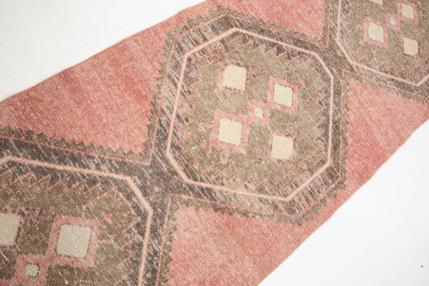 3x12 Soft Pastel Pale Red Turkish Vintage Runner Rug