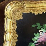 Wooden platter, hand-painted decoration