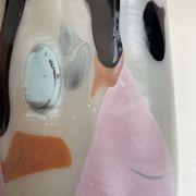Blown opaline glass vase with coloured inclusions
