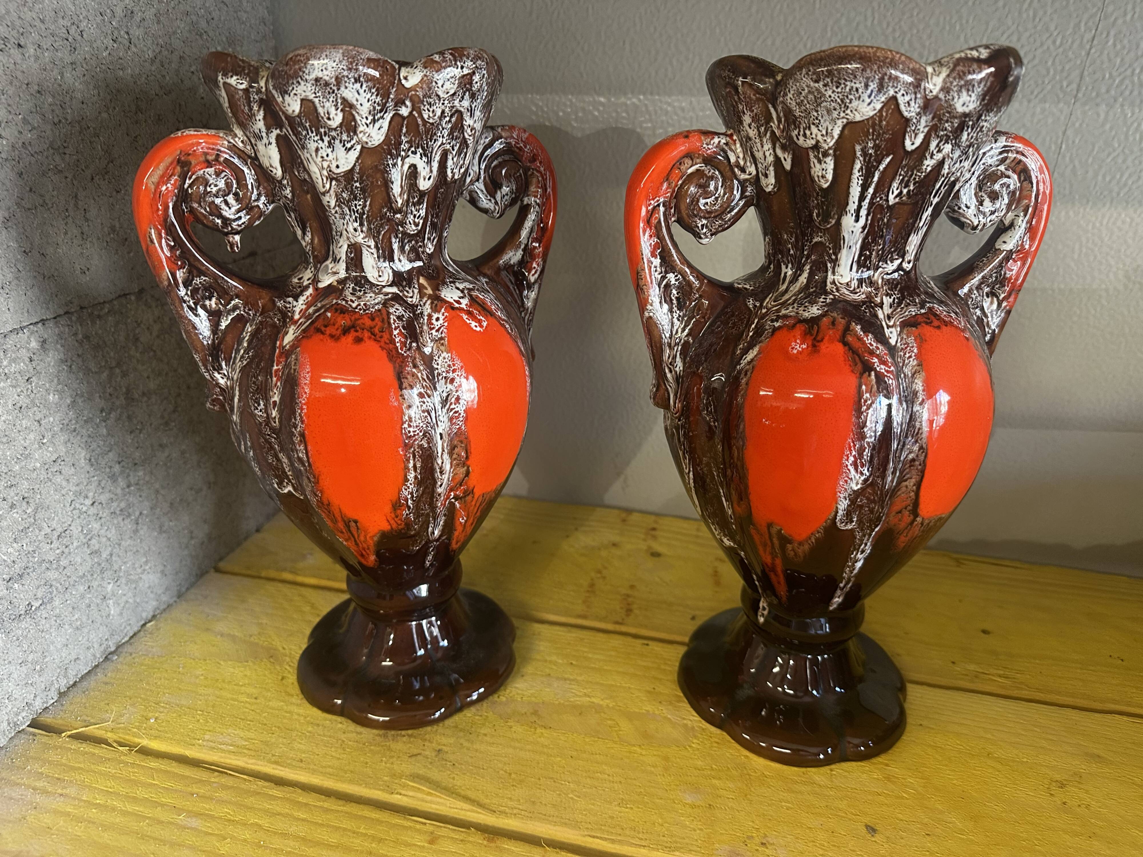 Pair of large Vallauris amphora-style vases, 31 cm high