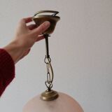 Pink frosted glass lampshade with tassels