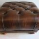 Chesterfield brown tufted leather pouffe ottoman