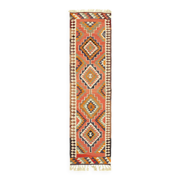 Turkish Handwoven Vintage Herki Kilim 100 cm x 345 cm