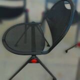 7 quality conference chairs in black metal, stackable and attachable