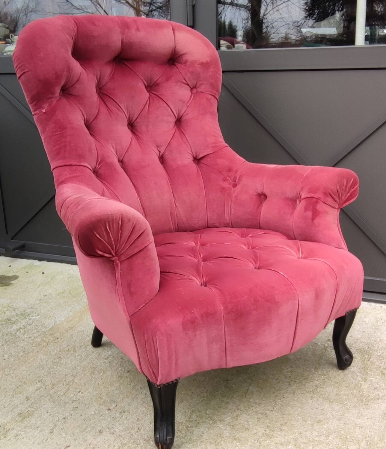 Old Napoleon III padded armchair