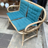 Rattan and bamboo bench 70s