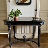 Table Pedestal table Napoleon III XIXth in black and gilded wood
