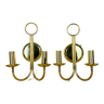Pair of brass wall lamps Hollywood Regency Je Fassung