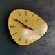 Vintage Formica clock silent asymmetrical wall pendulum "Yellow Japy"