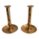2 anciens bougeoirs poussoir en laiton