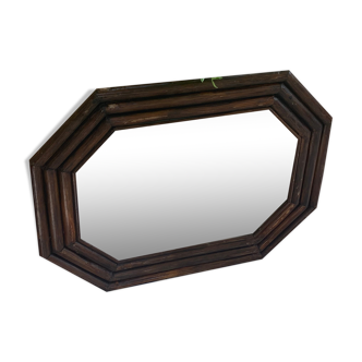 Rectangular mirror frame vintage bamboo 1970 45x59cm