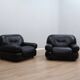 Pair of Mobil Girgi Sapporo armchairs black leather Italy 1970s