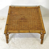Rattan coffee table 70's