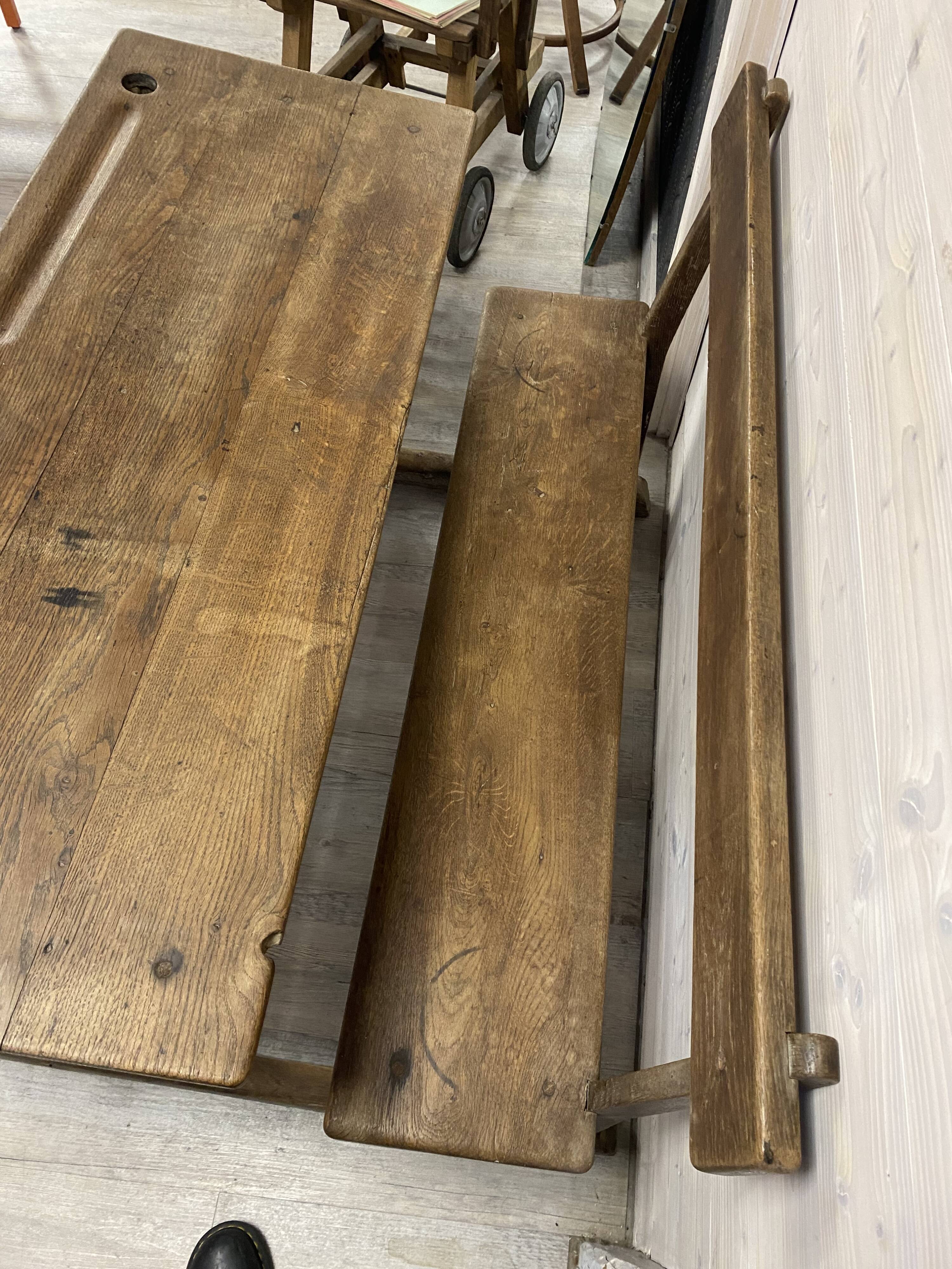 Double wooden school desk, 19th century