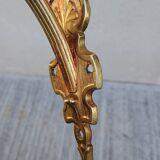 Pair of frosted glass wall lights with brass attachments, circa 1970