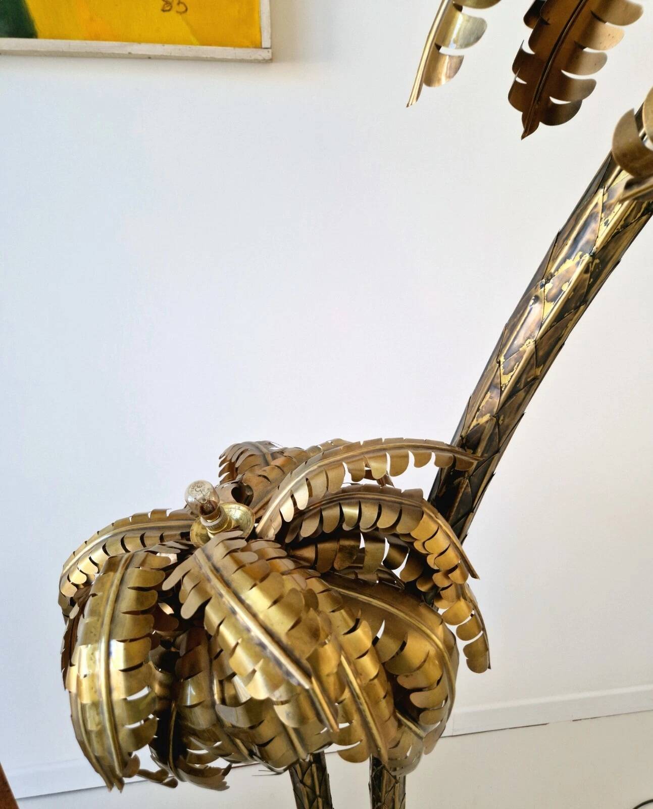 Vintage Hollywood Regency Brass Palm Tree Floor Lamp Maison Jansen Style 1970