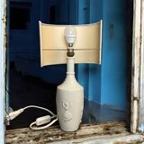 White ceramic table lamp with half lampshade