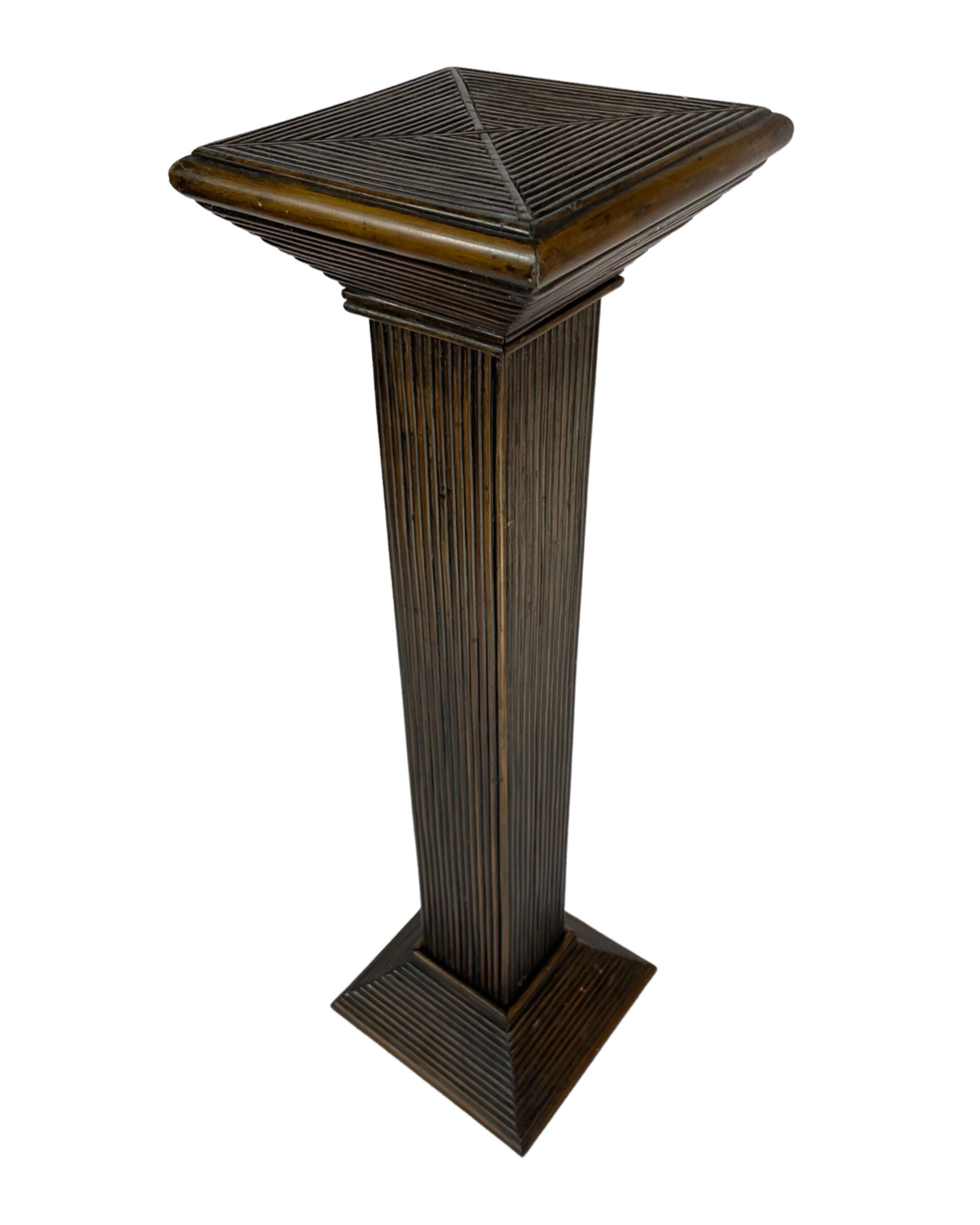 Colonne en rotin vintage bambou pilier années 70 rattan mcguire