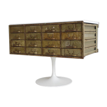 Commode en métal vert armée du milieu du 20e siècle