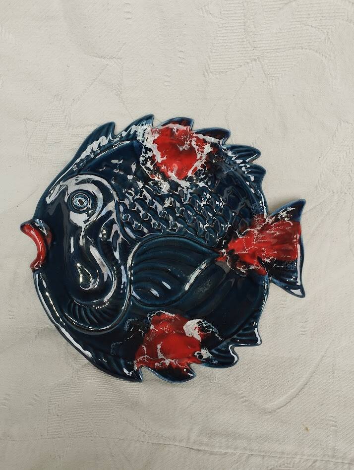 Large vintage fish platter Vallauris – Ceramics – 45 cm – 1960s