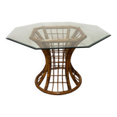 Roche Bobois dining table in glass and bamboo.
