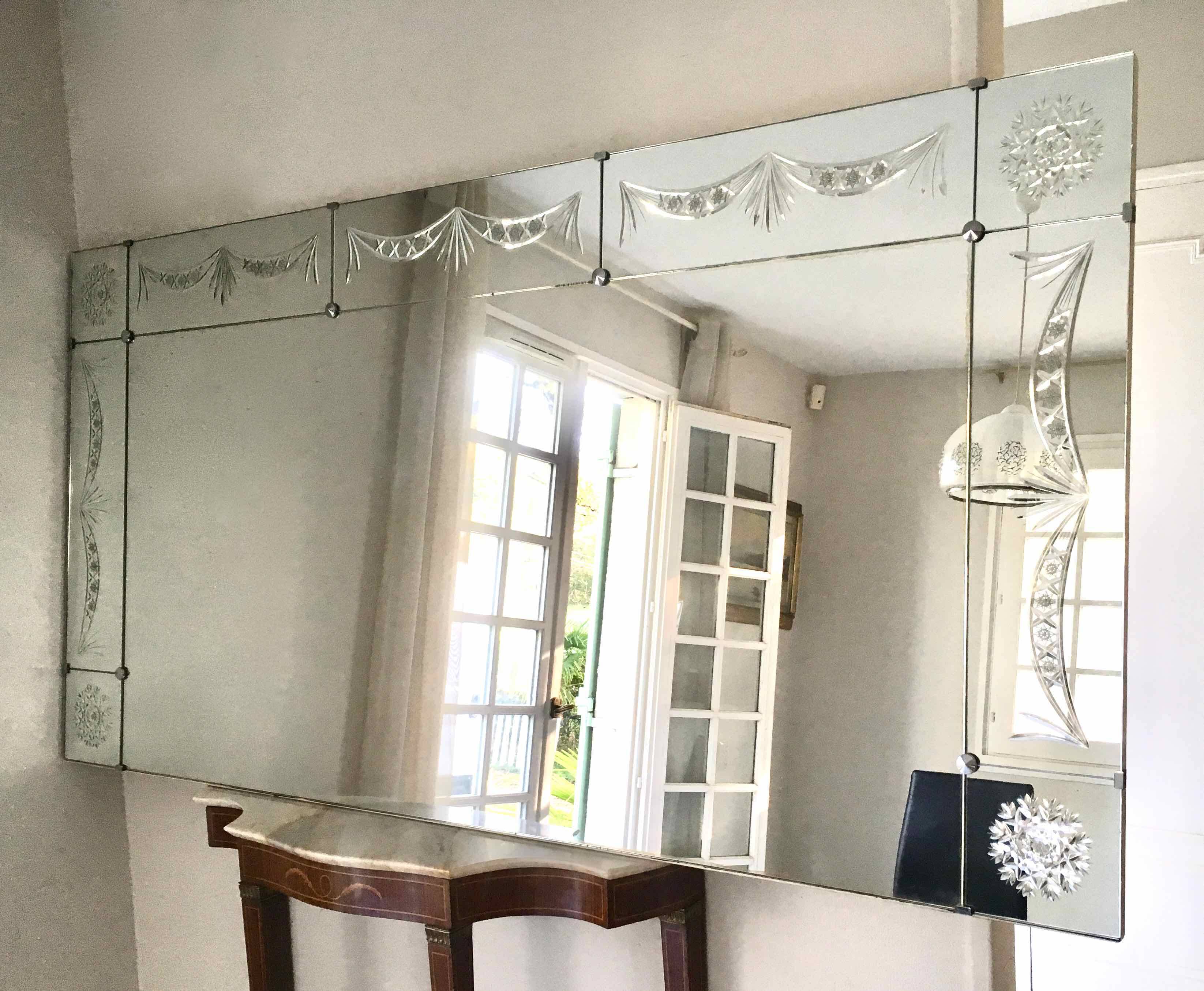 Venetian-style brasserie bistro mirror with chiseled decoration 200 x 100