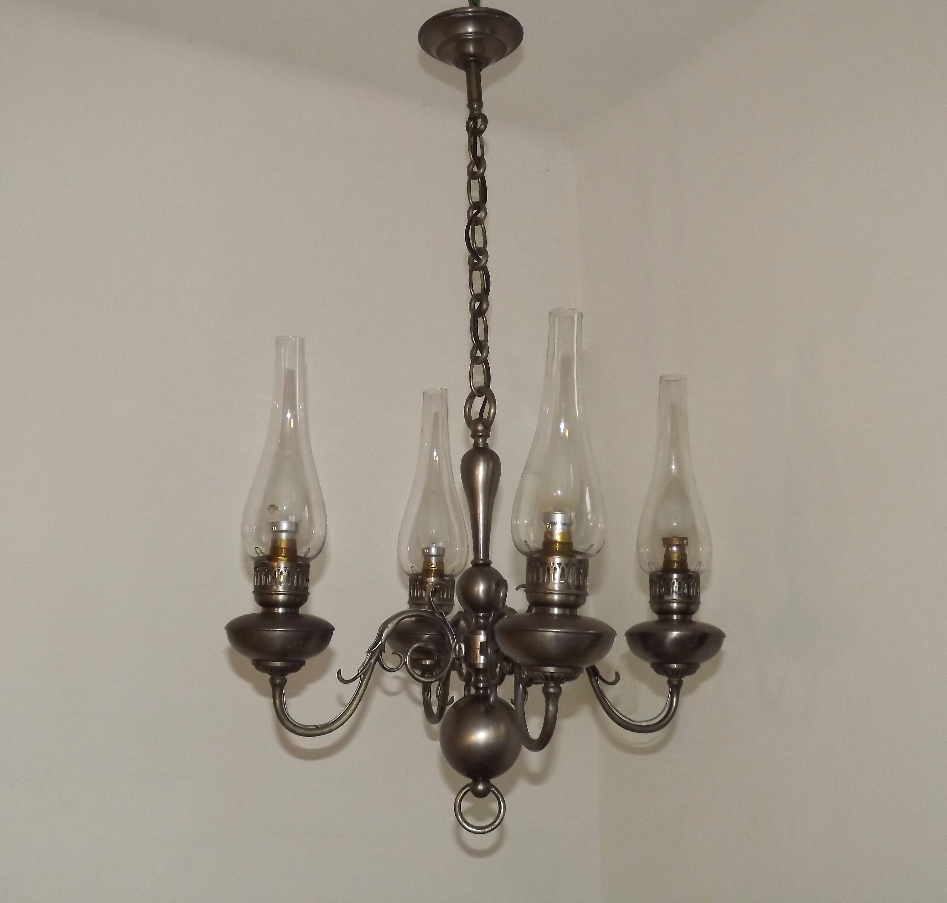 Flamish chandelier with 4 lights in hand-blown tin 5104
