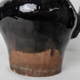 Rustic Terracotta Jug with Black Glaze from Lucca, Italy - 19th Century Country House Decor
