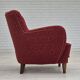 Années 1960, fauteuil relax danois, état d'origine, coton/laine rouge.