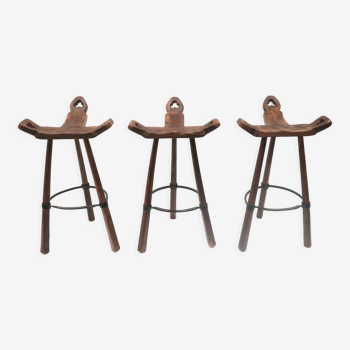 Set of 3 vintage Spanish Brutalist ‘Marbella’ stools by Confonorm from the 1970s