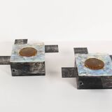 Pair of 1960’s Brutalist glass wall sconce by Tom Ahlström and Hans Ehrlich