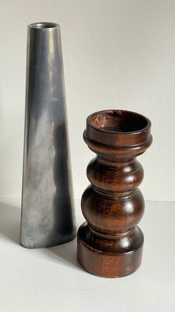 Bougeoirs bois et métal ikea vintage