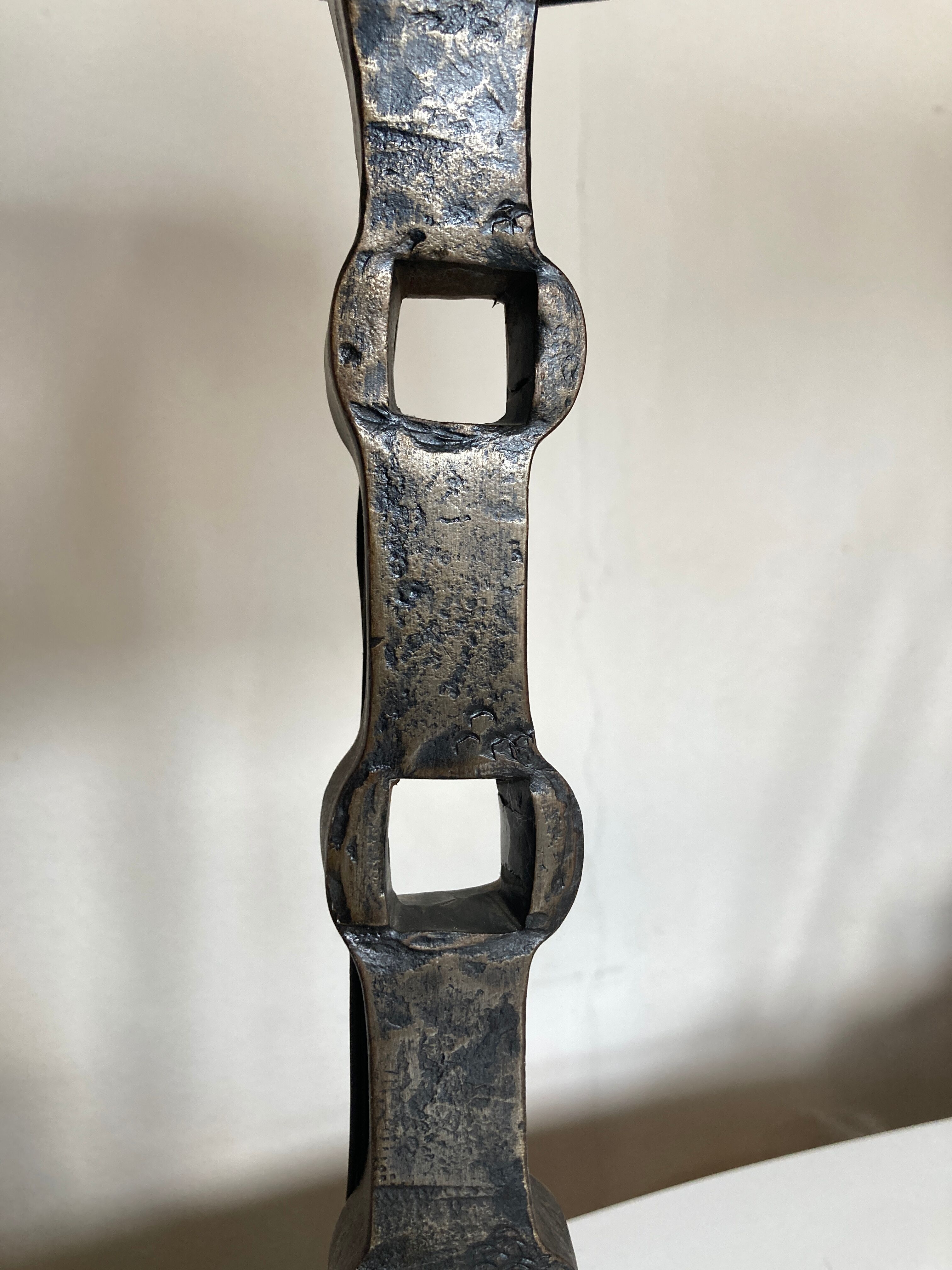 Beaten iron lamp 1970 brutalist