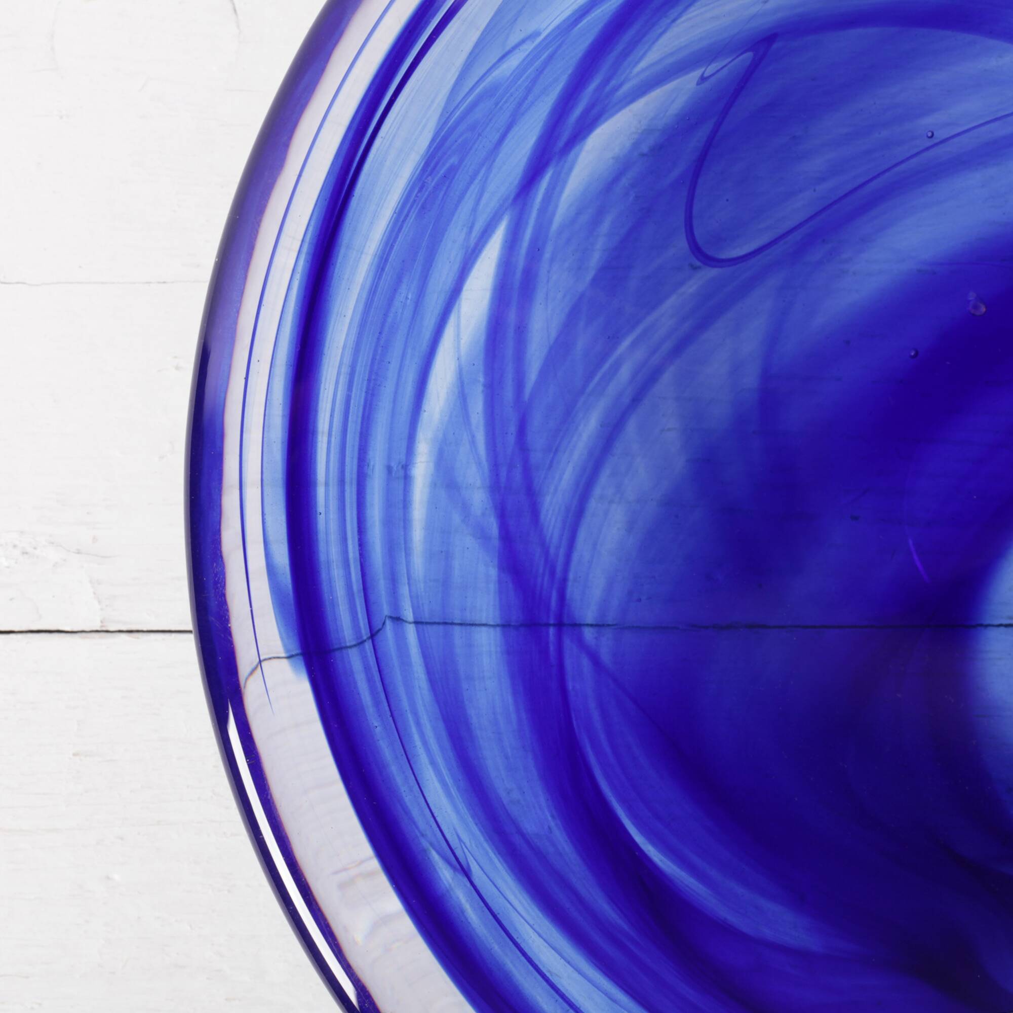 Large Blue Glass Bowl Atoll by Anna Ehrner for Kosta Boda / Sweden / 1990