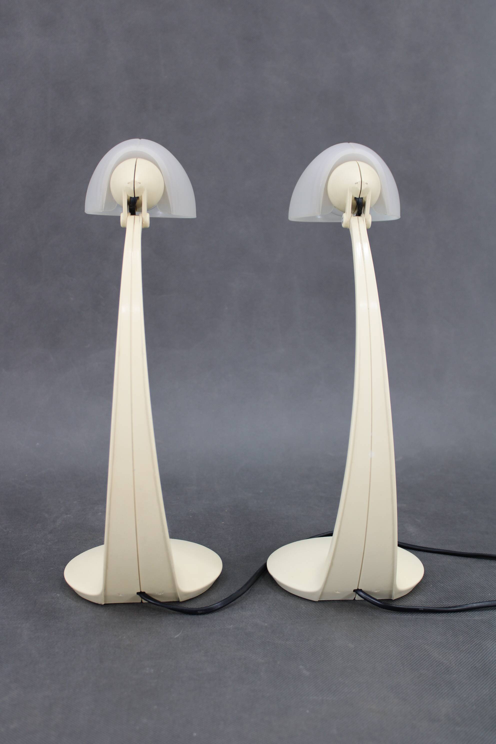 1970s Pair of Veneta Lumi Table Lamps  model Virgola, Italy
