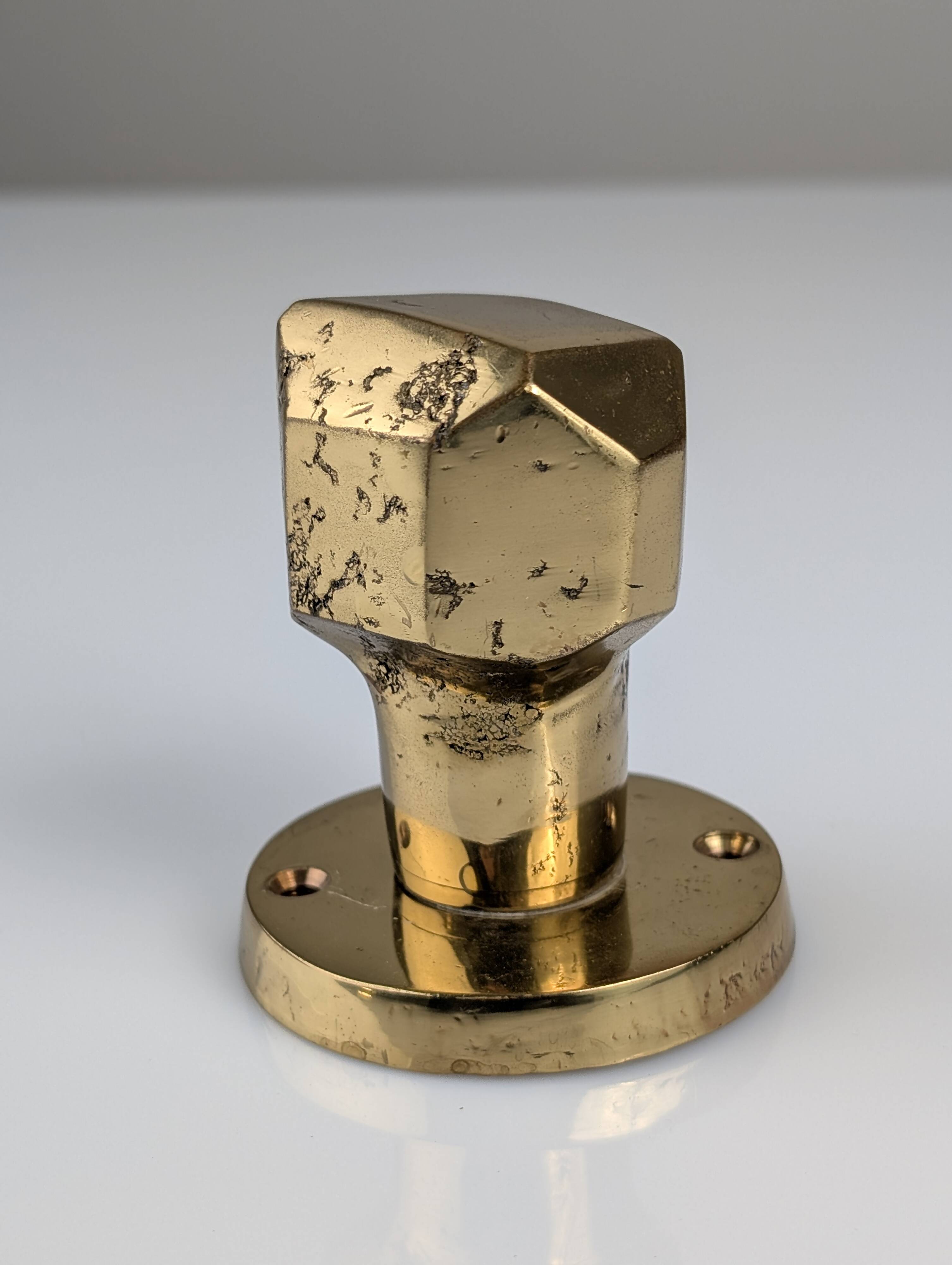 Pair of Sculptural Brutalist Rotating Bronze Door Knobs, 1970s