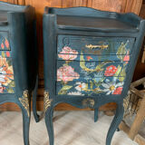 Decorated and patinated bedside tables