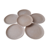 Set of 6 70s stoneware dessert plates