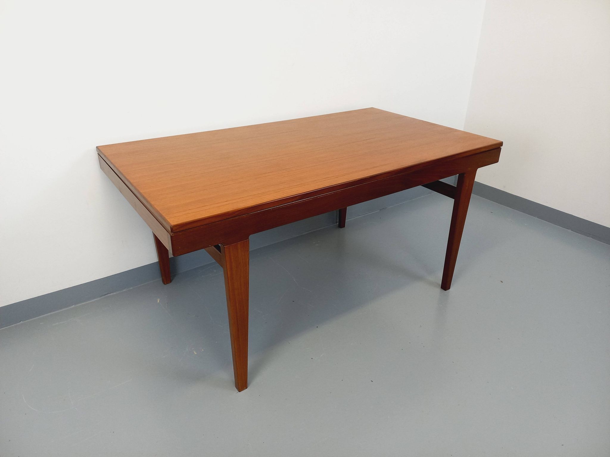 Vintage Scandinavian 50s 60s teak dining table with extension