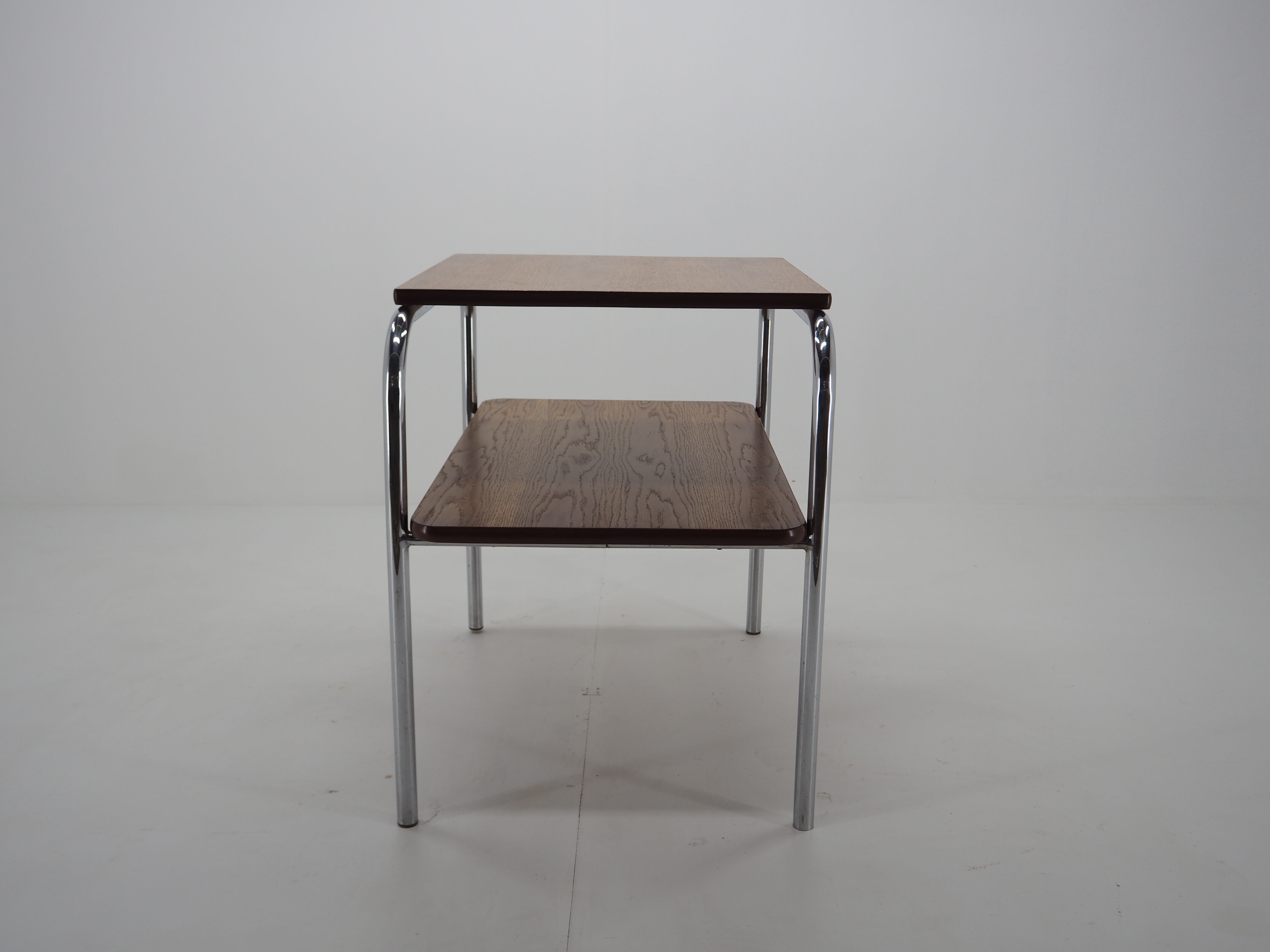 Table art déco chrome et bois, années 1940