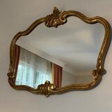Old mirror Louis XV style "Rocaille" shell, gilded wood