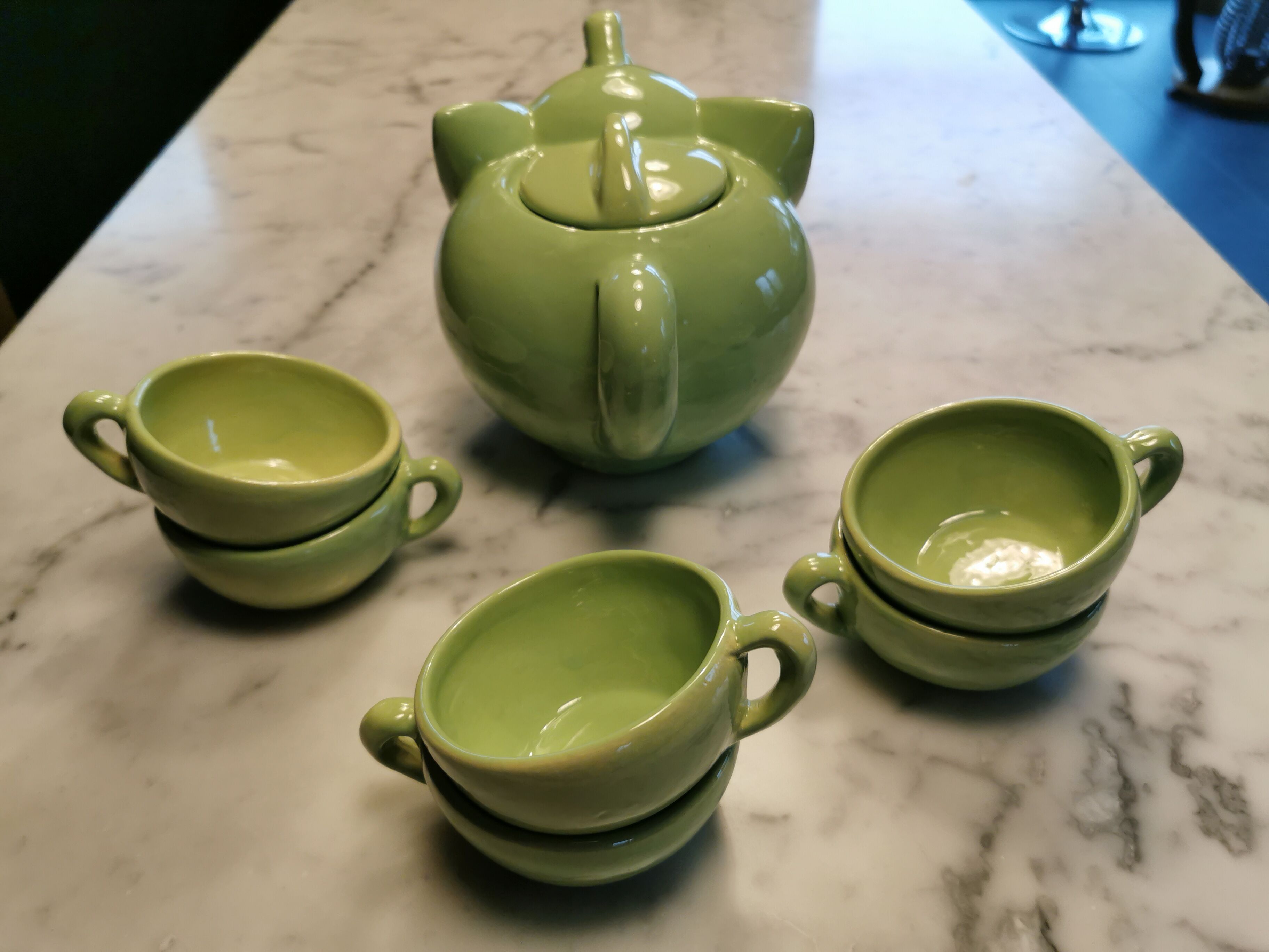 Craft ceramic tea service animal decoration