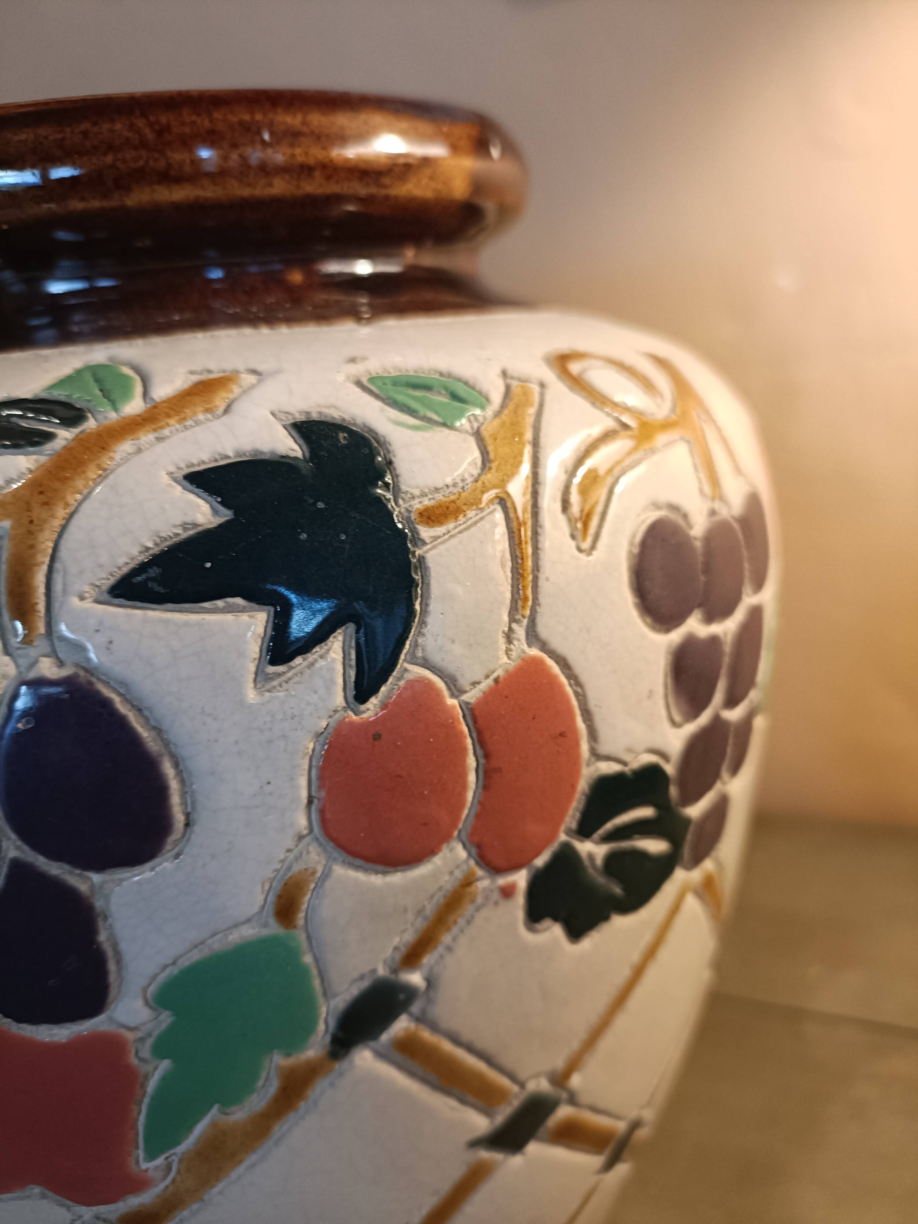 Cloisonné ceramic round vase
