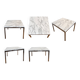 3 tables Florence Knoll – marbre blanc type Calacatta & acier chromé
